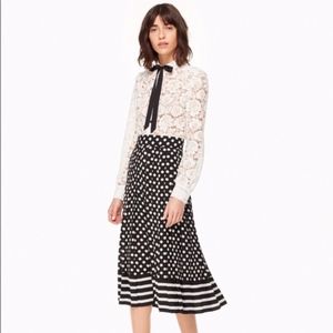 GUC Kate Spade New York dot stripe pleated midi
